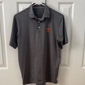 johnnie-O Charcoal Microstripe Polo with Orange Tennessee Chest Logo